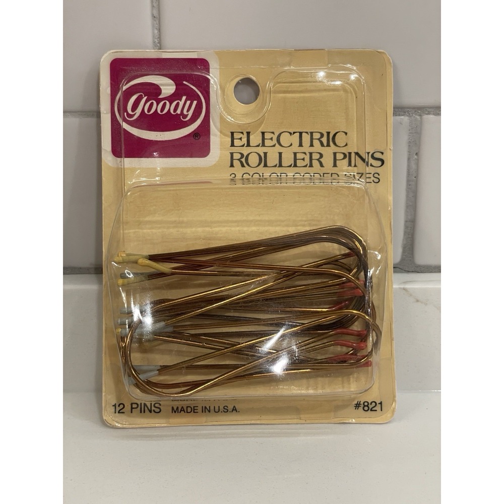 Vintage Goody Electric Hot Roller Pins 12 Count 3 Sizes Color Coded Ball Tip New